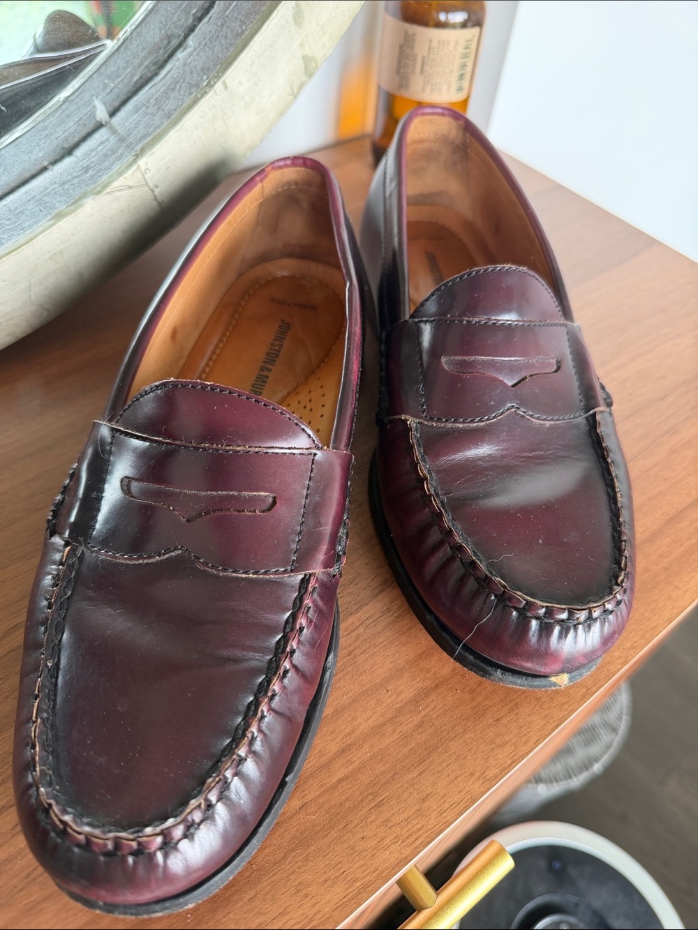 Men's Burgundy Penny Loafers - Classic Leather Slip-Ons